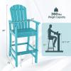 Giantex Set of 2 HDPE Outdoor Bar Stools, All Weather Tall Adirondack Chair with Armrest, Footrest, Load 360Lbs, Counter Height Bar Stool for Patio, Garden, Yard, Indoor Or Outdoor Use (Turquoise)(Turquoise)