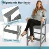 Giantex Set of 2 HDPE Outdoor Bar Stools, All Weather Tall Adirondack Chair with Armrest, Footrest, Load 360Lbs, Counter Height Bar Stool for Patio, Garden, Yard, Indoor Or Outdoor Use (Turquoise)(Grey)