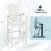 Giantex Set of 2 HDPE Outdoor Bar Stools, All Weather Tall Adirondack Chair with Armrest, Footrest, Load 360Lbs, Counter Height Bar Stool for Patio, Garden, Yard, Indoor Or Outdoor Use (Turquoise)(White)