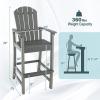Giantex Set of 2 HDPE Outdoor Bar Stools, All Weather Tall Adirondack Chair with Armrest, Footrest, Load 360Lbs, Counter Height Bar Stool for Patio, Garden, Yard, Indoor Or Outdoor Use (Turquoise)(Grey)