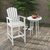 Giantex Set of 2 HDPE Outdoor Bar Stools, All Weather Tall Adirondack Chair with Armrest, Footrest, Load 360Lbs, Counter Height Bar Stool for Patio, Garden, Yard, Indoor Or Outdoor Use (Turquoise)(White)