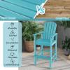 Giantex Set of 2 HDPE Outdoor Bar Stools, All Weather Tall Adirondack Chair with Armrest, Footrest, Load 360Lbs, Counter Height Bar Stool for Patio, Garden, Yard, Indoor Or Outdoor Use (Turquoise)(Turquoise)