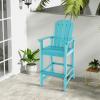 Giantex Set of 2 HDPE Outdoor Bar Stools, All Weather Tall Adirondack Chair with Armrest, Footrest, Load 360Lbs, Counter Height Bar Stool for Patio, Garden, Yard, Indoor Or Outdoor Use (Turquoise)(Turquoise)