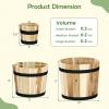 Giantex Set of 3 Barrel Planters, Outdoor Acacia Wood Raised Garden Bed for Flower Vegetable Fruit, Whiskey Bucket Shape Planter Boxes in Different Sizes for Patio Porch Balcony Yard (Natural)(Natural)