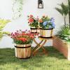 Giantex Set of 3 Barrel Planters, Outdoor Acacia Wood Raised Garden Bed for Flower Vegetable Fruit, Whiskey Bucket Shape Planter Boxes in Different Sizes for Patio Porch Balcony Yard (Natural)(Natural)