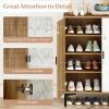 Giantex Shoe Cabinet, 4-Tier Wooden Shoe Rack Cabinet with Marble Pattern Doors & Removable Shelves, Freestanding Shoe Storage Cabinet for Entryway, Hallway, Living Room(Marble Pattern Door)