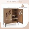 Giantex Shoe Cabinet, 4-Tier Wooden Shoe Rack Cabinet with Marble Pattern Doors & Removable Shelves, Freestanding Shoe Storage Cabinet for Entryway, Hallway, Living Room(Hollow Woven Door)