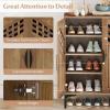 Giantex Shoe Cabinet, 4-Tier Wooden Shoe Rack Cabinet with Marble Pattern Doors & Removable Shelves, Freestanding Shoe Storage Cabinet for Entryway, Hallway, Living Room(Hollow Woven Door)