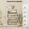 Giantex Shoe Cabinet with 2 Flip Drawers, Freestanding Narrow Shoe Organizer Cabinet with 2 Open Shelves, Slim Shoe Storage Cabinet for Entryway, Hallway, Foyer, White
