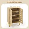 Giantex Shoe Cabinet with Doors, 4-Tier Freestanding Shoe Rack Cabinet w/Ventilated Slatted Doors & Adjustable Shelves, Modern Wooden Shoe Storage Cabinet for Entryway, Hallway, Closet, Living Room(Slatted Door)