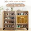 Giantex Shoe Cabinet with Doors, 4-Tier Freestanding Shoe Rack Cabinet w/Ventilated Slatted Doors & Adjustable Shelves, Modern Wooden Shoe Storage Cabinet for Entryway, Hallway, Closet, Living Room(Flat-panel Door)