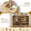 Giantex Shoe Cabinet with Doors, 4-Tier Freestanding Shoe Rack Cabinet w/Ventilated Slatted Doors & Adjustable Shelves, Modern Wooden Shoe Storage Cabinet for Entryway, Hallway, Closet, Living Room(Slatted Door)