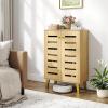 Giantex Shoe Cabinet with Doors, 4-Tier Freestanding Shoe Rack Cabinet w/Ventilated Slatted Doors & Adjustable Shelves, Modern Wooden Shoe Storage Cabinet for Entryway, Hallway, Closet, Living Room(Slatted Door)