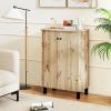 Giantex Shoe Cabinet with Doors, 4-Tier Freestanding Shoe Rack Cabinet w/Ventilated Slatted Doors & Adjustable Shelves, Modern Wooden Shoe Storage Cabinet for Entryway, Hallway, Closet, Living Room(Flat-panel Door)