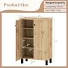 Giantex Shoe Cabinet with Doors, 4-Tier Freestanding Shoe Rack Cabinet w/Ventilated Slatted Doors & Adjustable Shelves, Modern Wooden Shoe Storage Cabinet for Entryway, Hallway, Closet, Living Room(Flat-panel Door)