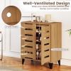 Giantex Shoe Cabinet with Louvered Doors, 4-Tier Farmhouse Shoe Rack Cabinet with Adjustable Shelves & Vent Holes, Wooden Shoe Storage Cabinet for Entryway, Hallway, Closet, Bedroom(24″ x 13″ x 28″)