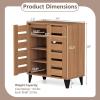 Giantex Shoe Cabinet with Louvered Doors, 4-Tier Farmhouse Shoe Rack Cabinet with Adjustable Shelves & Vent Holes, Wooden Shoe Storage Cabinet for Entryway, Hallway, Closet, Bedroom(24″ x 13″ x 28″)