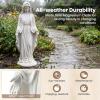 Giantex Virgin Mary Garden Statue 29.5″, Blessed Mother Outdoor Religious Statue with Serpent, Weather-Resistant MgO Catholic Yard Decor for Lawn, Patio, Prayer Garden & Memorial, Distressed Ivory