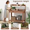 Giantex Wood Potting Bench Table, Garden Work Bench Station w/Removable Sink, Storage Shelves & Drawer, Solid Wood Construction, Outdoor Workstation Table for Porch, Patio, Backyard (Brown)(Brown)