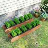 Giantex Wood Raised Garden Bed, Rectangular Planter Box w/Drainage Hole, Removable Liner for Growing Vegetable Flower Herb, Indoor Outdoor Plant Container for Backyard Deck Balcony, 36″x7″x7″