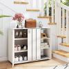 Giantex Wood Shoe Cabinet with Doors, Freestanding Shoe Rack Cabinet with 3-Level Adjustable Open Shelves, Modern Wooden Shoe Storage Cabinet for Entryway, Hallway, Closet, Living Room (Natural)(White)