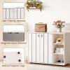 Giantex Wood Shoe Cabinet with Doors, Freestanding Shoe Rack Cabinet with 3-Level Adjustable Open Shelves, Modern Wooden Shoe Storage Cabinet for Entryway, Hallway, Closet, Living Room (Natural)(White)