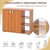 Giantex Wood Shoe Cabinet with Doors, Freestanding Shoe Rack Cabinet with 3-Level Adjustable Open Shelves, Modern Wooden Shoe Storage Cabinet for Entryway, Hallway, Closet, Living Room (Natural)(Natural)