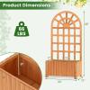 Giantex Wooden Raised Garden Bed with Arched Trellis, 48” Fir Wood Outdoor Elevated Planter Box Privacy Screen with Drainage Holes, Vertical Garden Bed for Climbing Plants, Patio Balcony Backyard(Orange)