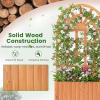 Giantex Wooden Raised Garden Bed with Arched Trellis, 48” Fir Wood Outdoor Elevated Planter Box Privacy Screen with Drainage Holes, Vertical Garden Bed for Climbing Plants, Patio Balcony Backyard(Orange)
