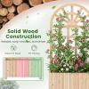 Giantex Wooden Raised Garden Bed with Arched Trellis, 48” Fir Wood Outdoor Elevated Planter Box Privacy Screen with Drainage Holes, Vertical Garden Bed for Climbing Plants, Patio Balcony Backyard(Natural)