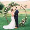 Giantex Wooden Wedding Arch, 87″ Wood Wedding Arbor Backdrop Stand with Ground Stakes, Rustic Decorative Arch for Wedding Ceremony, Party, Garden, Balloon & Floral Decorations(Round)