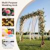 Giantex Wooden Wedding Arch, 87″ Wood Wedding Arbor Backdrop Stand with Ground Stakes, Rustic Decorative Arch for Wedding Ceremony, Party, Garden, Balloon & Floral Decorations(Rectangular)