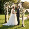 Giantex Wooden Wedding Arch, 87″ Wood Wedding Arbor Backdrop Stand with Ground Stakes, Rustic Decorative Arch for Wedding Ceremony, Party, Garden, Balloon & Floral Decorations(Rectangular)