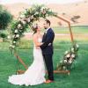 Giantex Wooden Wedding Arch, 87″ Wood Wedding Arbor Backdrop Stand with Ground Stakes, Rustic Decorative Arch for Wedding Ceremony, Party, Garden, Balloon & Floral Decorations(Heptagon)