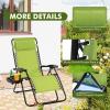 Giantex Zero Gravity Reclining Chair, Outdoor Patio Recliner with Cup Holder & Removable Pillow, Adjustable Backrest, Indoor Lounge Chair for Backyard, Garden, Poolside (Brown)(Green)