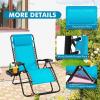 Giantex Zero Gravity Reclining Chair, Outdoor Patio Recliner with Cup Holder & Removable Pillow, Adjustable Backrest, Indoor Lounge Chair for Backyard, Garden, Poolside (Brown)(Blue)