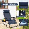 Giantex Zero Gravity Reclining Chair, Outdoor Patio Recliner with Cup Holder & Removable Pillow, Adjustable Backrest, Indoor Lounge Chair for Backyard, Garden, Poolside (Brown)(Navy)