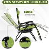 Giantex Zero Gravity Reclining Chair, Outdoor Patio Recliner with Cup Holder & Removable Pillow, Adjustable Backrest, Indoor Lounge Chair for Backyard, Garden, Poolside (Brown)(Green)