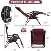 Giantex Zero Gravity Reclining Chair, Outdoor Patio Recliner with Cup Holder & Removable Pillow, Adjustable Backrest, Indoor Lounge Chair for Backyard, Garden, Poolside (Brown)(Burgundy)