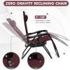 Giantex Zero Gravity Reclining Chair, Outdoor Patio Recliner with Cup Holder & Removable Pillow, Adjustable Backrest, Indoor Lounge Chair for Backyard, Garden, Poolside (Brown)(Burgundy)