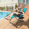 Giantex Zero Gravity Reclining Chair, Outdoor Patio Recliner with Cup Holder & Removable Pillow, Adjustable Backrest, Indoor Lounge Chair for Backyard, Garden, Poolside (Brown)(Blue)