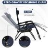 Giantex Zero Gravity Reclining Chair, Outdoor Patio Recliner with Cup Holder & Removable Pillow, Adjustable Backrest, Indoor Lounge Chair for Backyard, Garden, Poolside (Brown)(Navy)