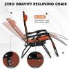 Giantex Zero Gravity Reclining Chair, Outdoor Patio Recliner with Cup Holder & Removable Pillow, Adjustable Backrest, Indoor Lounge Chair for Backyard, Garden, Poolside (Brown)(Orange)