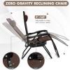 Giantex Zero Gravity Reclining Chair, Outdoor Patio Recliner with Cup Holder & Removable Pillow, Adjustable Backrest, Indoor Lounge Chair for Backyard, Garden, Poolside (Brown)(Brown)