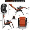 Giantex Zero Gravity Reclining Chair, Outdoor Patio Recliner with Cup Holder & Removable Pillow, Adjustable Backrest, Indoor Lounge Chair for Backyard, Garden, Poolside (Brown)(Orange)