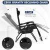 Giantex Zero Gravity Reclining Chair, Outdoor Patio Recliner with Cup Holder & Removable Pillow, Adjustable Backrest, Indoor Lounge Chair for Backyard, Garden, Poolside (Brown)(Black)
