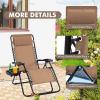 Giantex Zero Gravity Reclining Chair, Outdoor Patio Recliner with Cup Holder & Removable Pillow, Adjustable Backrest, Indoor Lounge Chair for Backyard, Garden, Poolside (Brown)(Tan)
