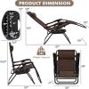 Giantex Zero Gravity Reclining Chair, Outdoor Patio Recliner with Cup Holder & Removable Pillow, Adjustable Backrest, Indoor Lounge Chair for Backyard, Garden, Poolside (Brown)(Brown)