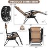 Giantex Zero Gravity Reclining Chair, Outdoor Patio Recliner with Cup Holder & Removable Pillow, Adjustable Backrest, Indoor Lounge Chair for Backyard, Garden, Poolside (Brown)(Tan)
