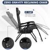 Giantex Zero Gravity Reclining Chair, Outdoor Patio Recliner with Cup Holder & Removable Pillow, Adjustable Backrest, Indoor Lounge Chair for Backyard, Garden, Poolside (Brown)(Grey)